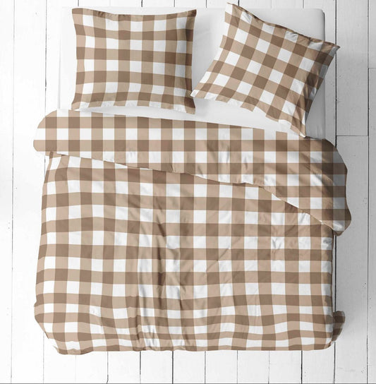 Tissu 100 % coton à carreaux beiges – disponible en ligne chez Šarlotes audumi