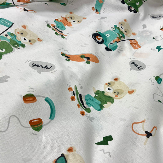 Tissu 100 % coton - ours sportif 125 g/m²