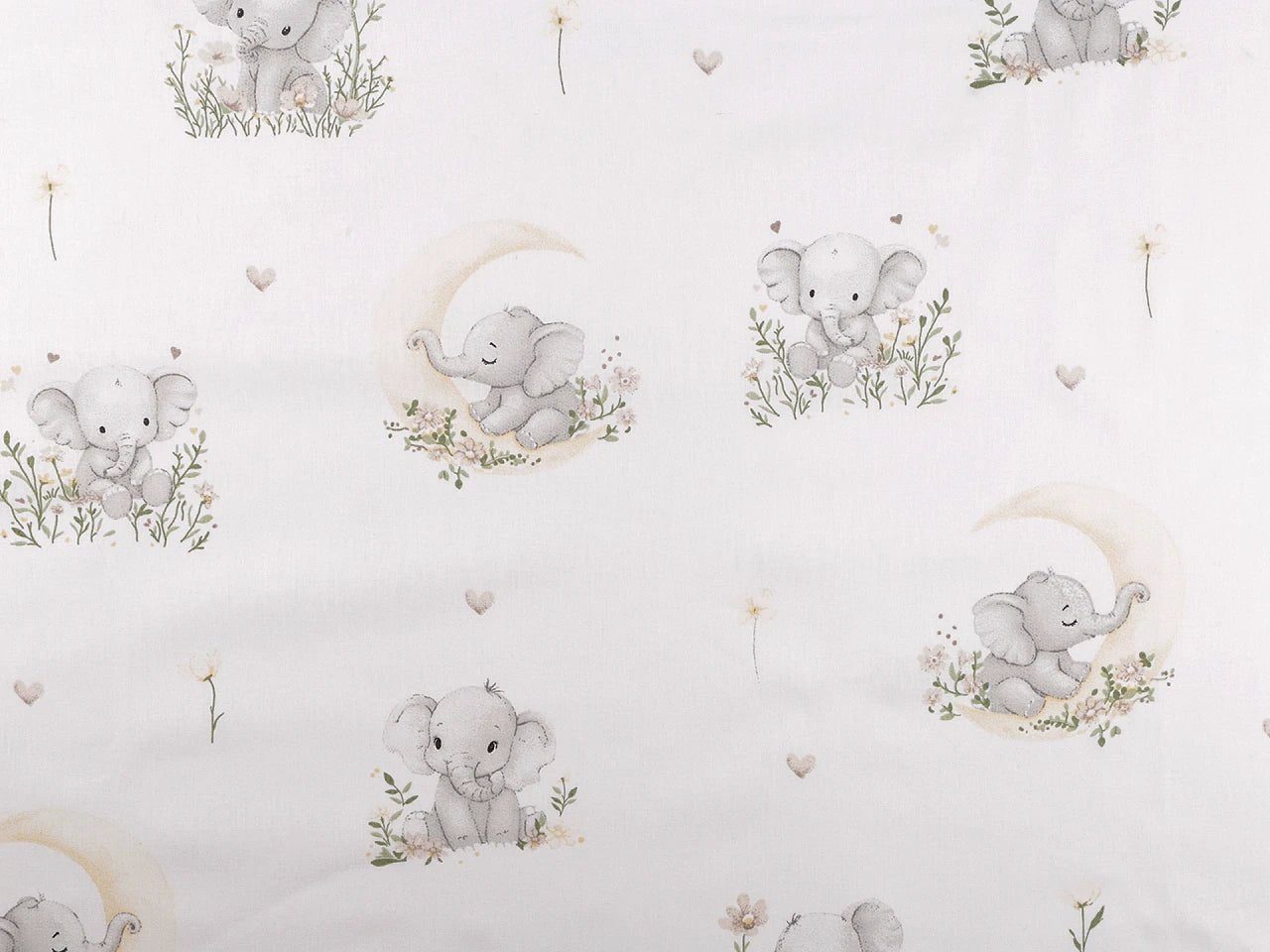 Attēls ar 100% Kokvilnas audums-zilonītis uz balta – pieejams internetā Šarlotes audumi