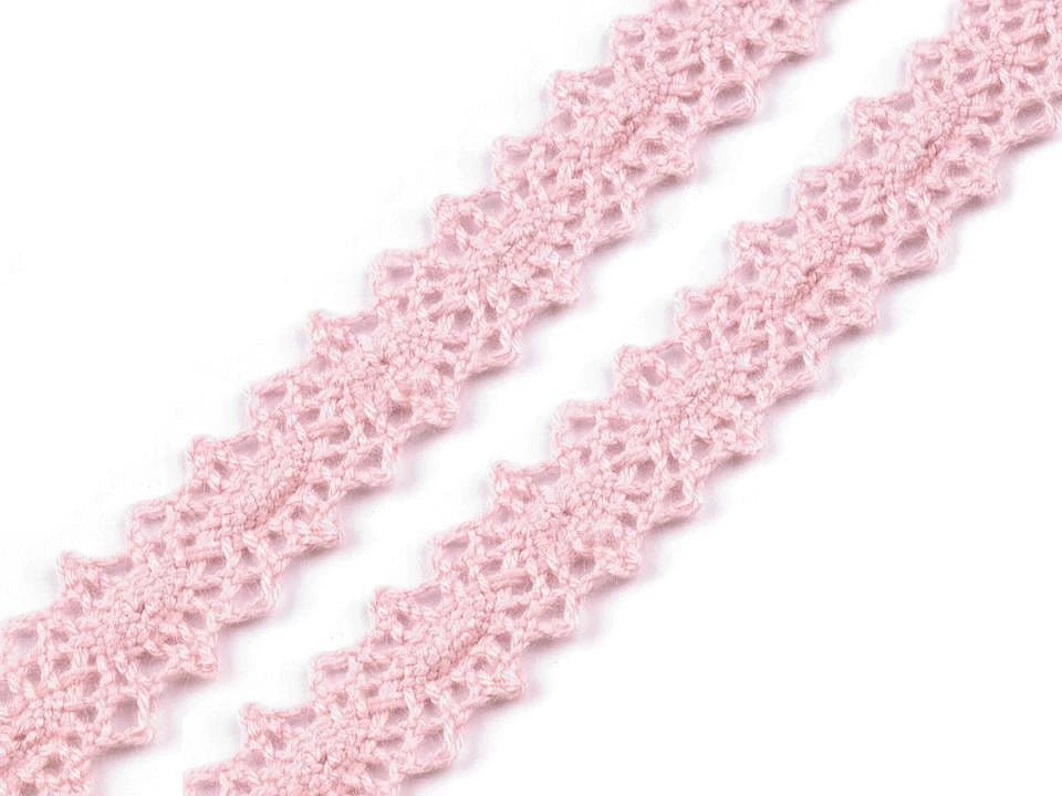 Attēls ar 100% Kokvilnas mežģīne 1,2 cm - rozā – pieejams Šarlotes audumi