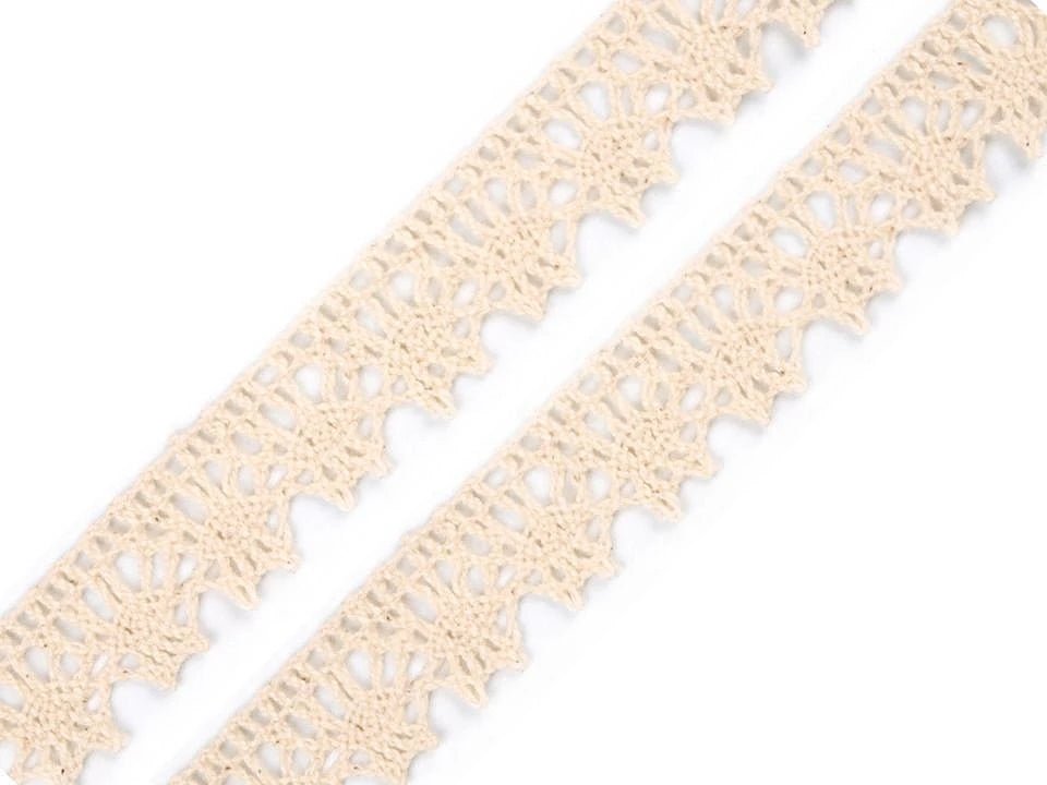 Attēls ar 100% Kokvilnas mežģīne - 1,5 cm dabīga – pieejams Šarlotes audumi