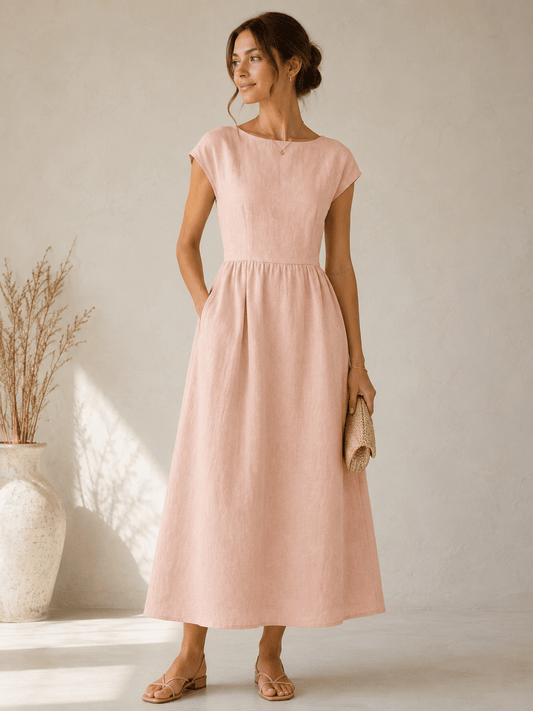 Attēls ar 100% Mīkstināts lina audums - rozā smilšu tonis165 g/m² – pieejams Šarlotes audumi
