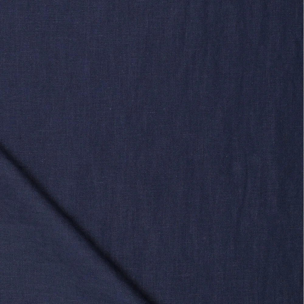 Image of 100% softened linen fabric - dark blue 165 g/m² – available online at Charlotte's Fabrics