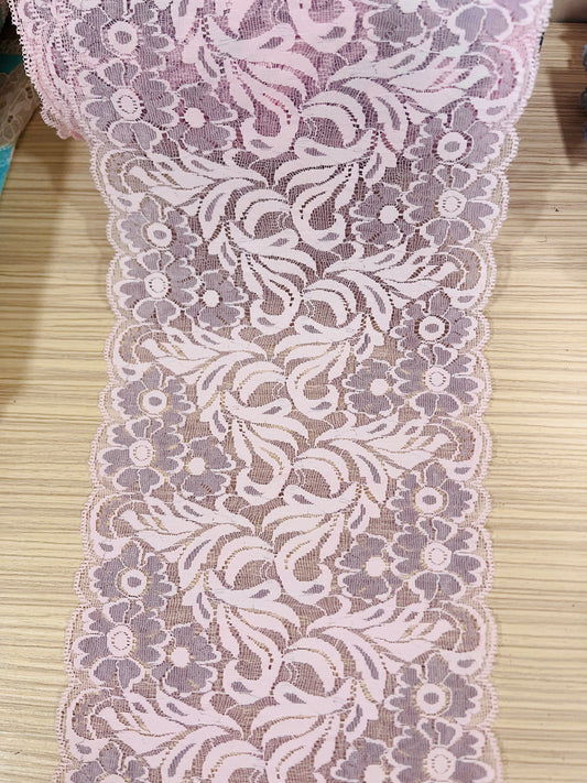 Elastīgā mežģīne 17 cm-violeti rozā