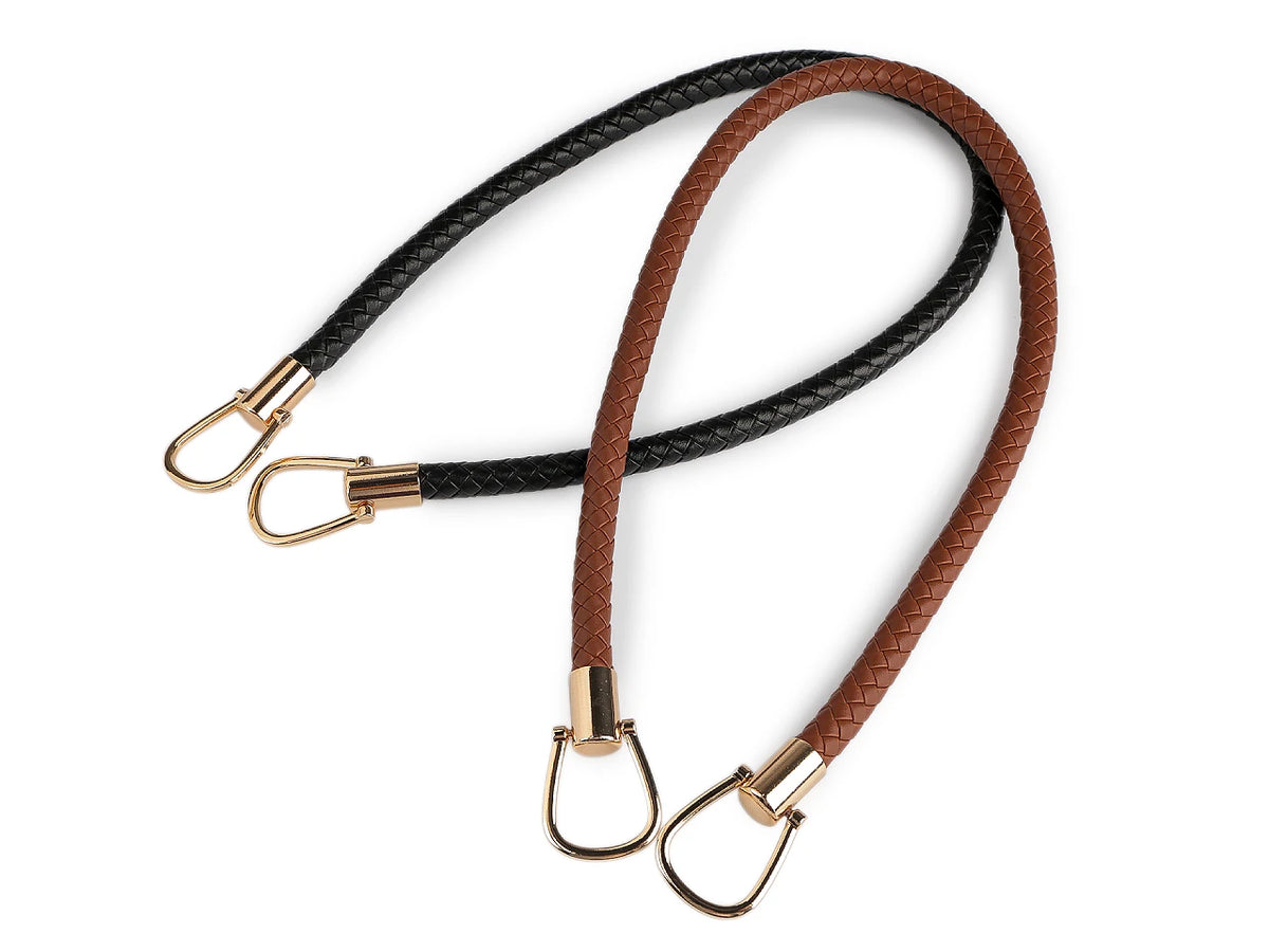 Anse de sac tressée en similicuir – noir/doré, 70 cm