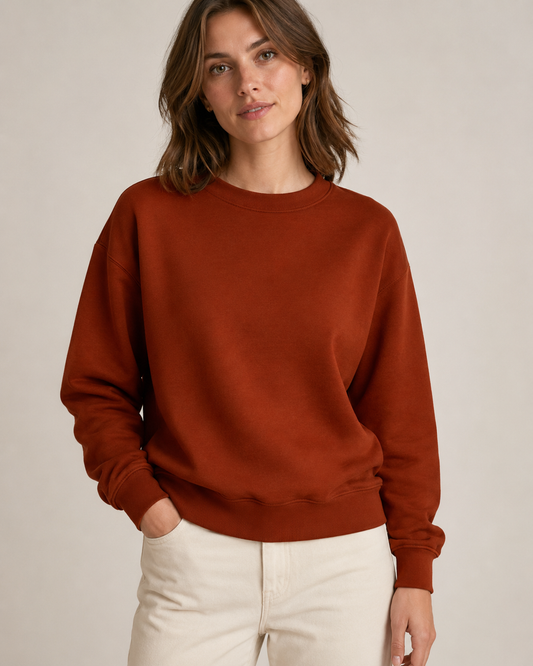 Tricot molletonné en coton - terracotta