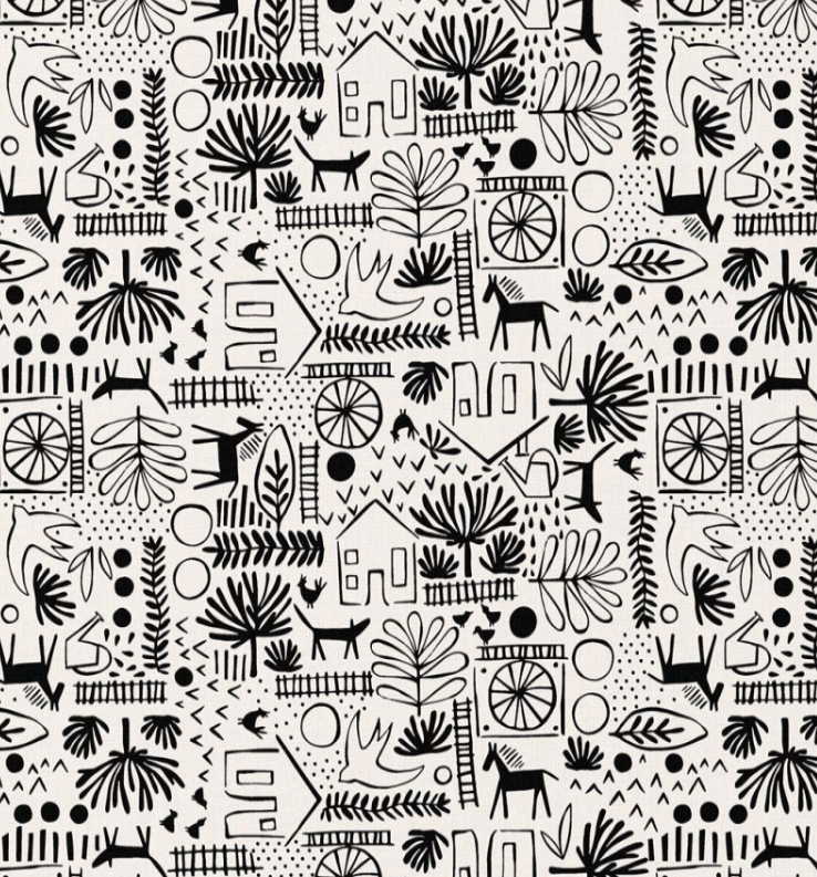 Popeline à motif noir et blanc
