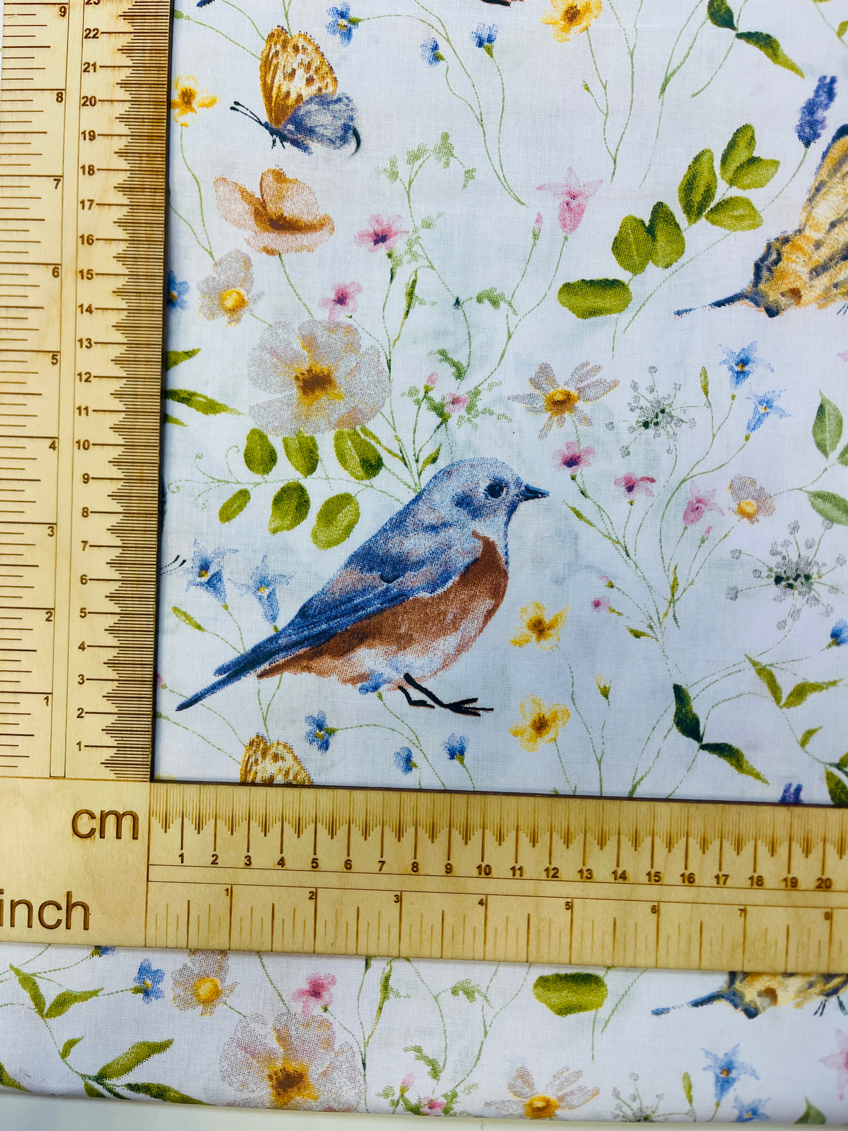 Tissu 100 % coton – prairie et oiseau