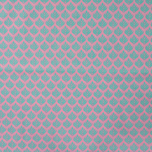 Tissu premium 100 % coton - Feuilles turquoise
