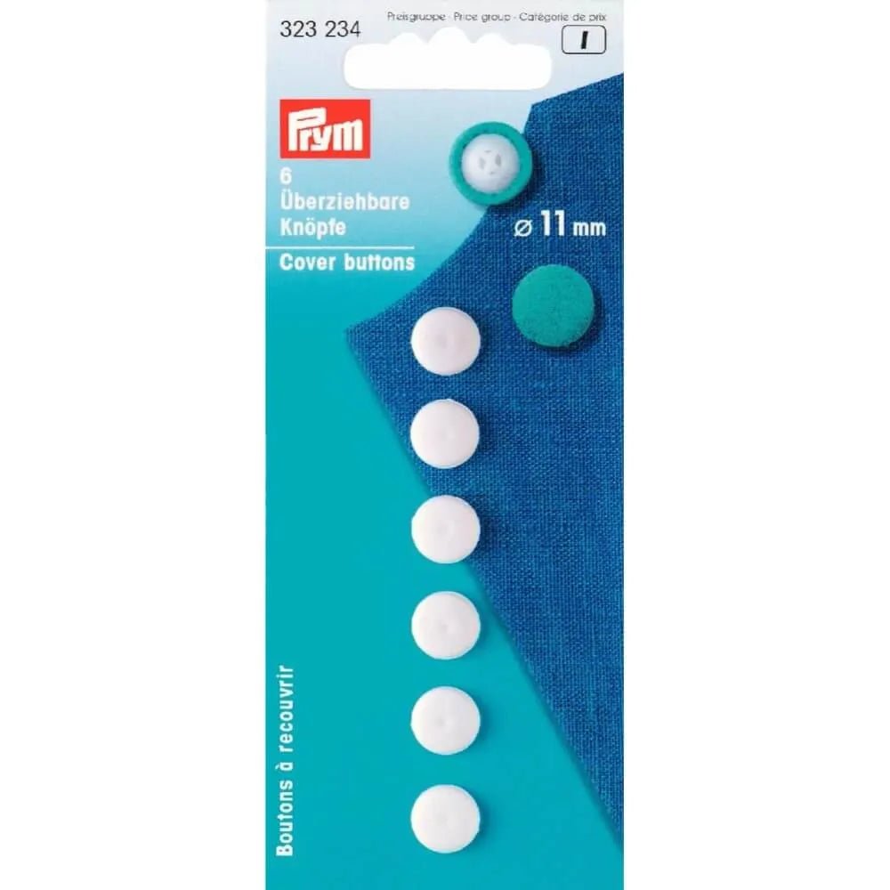 Image de boutons en plastique à recouvrir 11 mm, blancs Prym – disponibles chez Šarlotes audumi