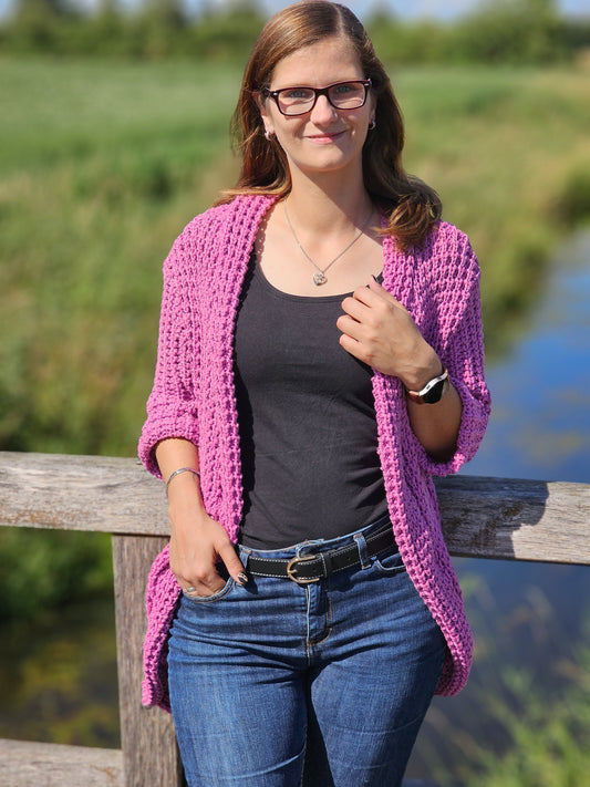 Image d’un tricot épais 100 % coton - rose 615 g/m² – disponible chez Charlotte tissus