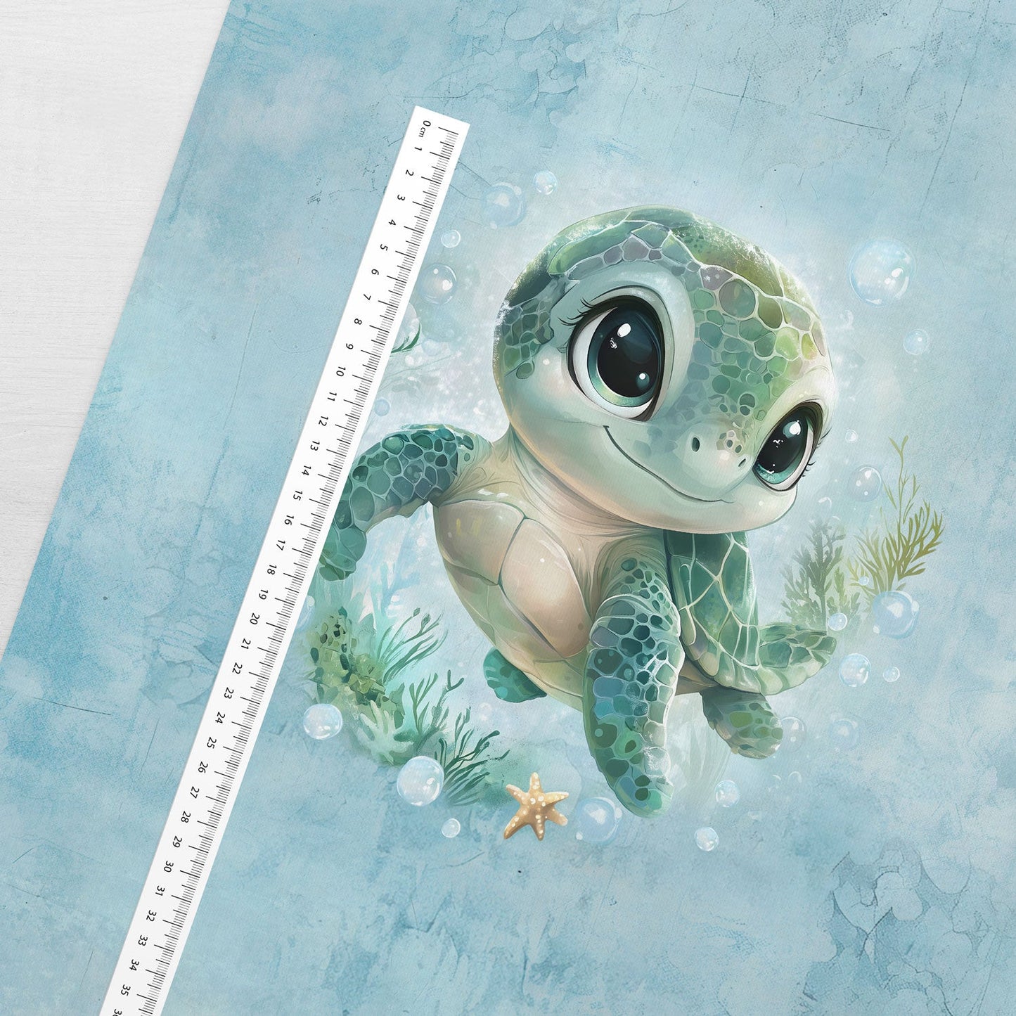 Image avec panneau en jersey bouclé 40x50 cm - petite tortue 250 g/m² – disponible chez Šarlotes audumi