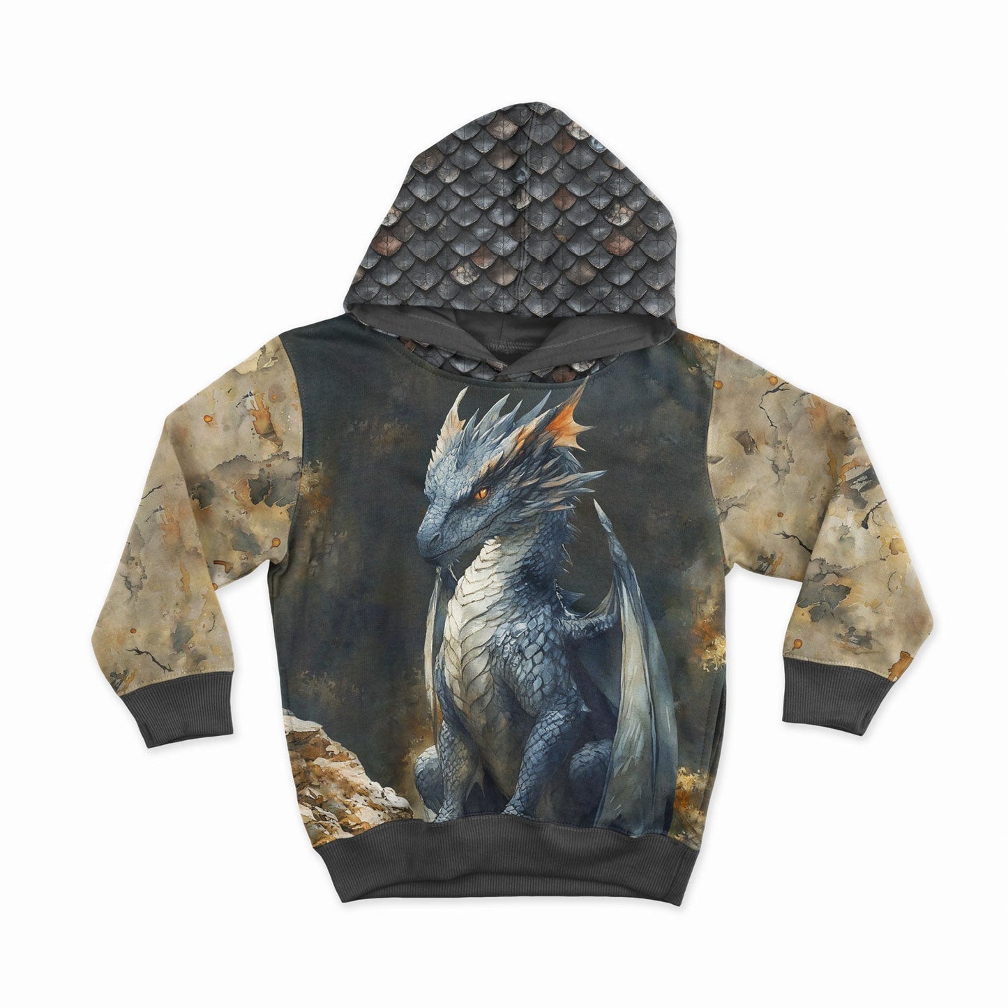 Image d’un panneau en jersey bouclé - dragon bleu 250 g/m² | Design - 13 – disponible chez Šarlotes audumi