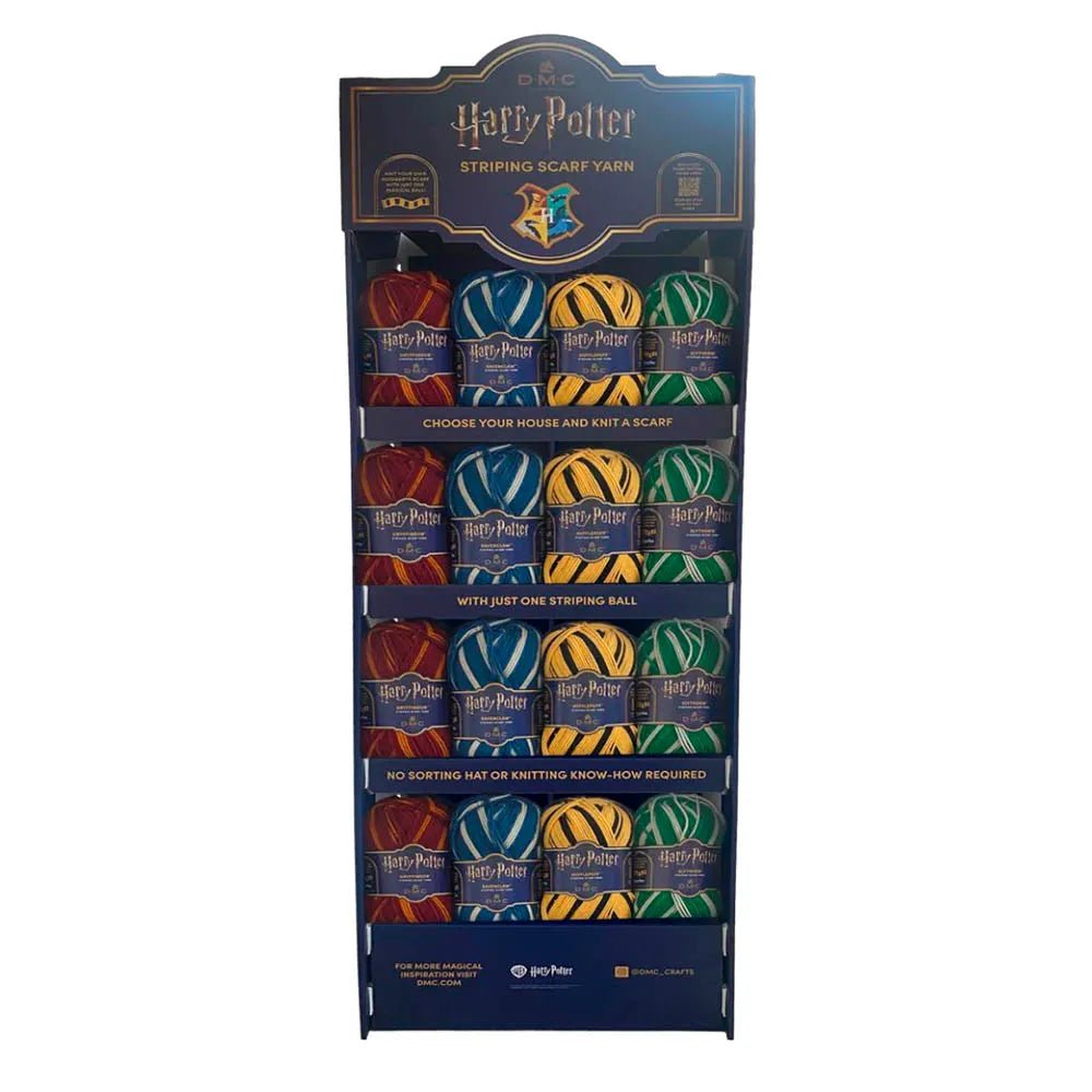 Fil DMC Harry Potter Magic 300 g / 410 m, à rayures automatiques aux couleurs des maisons de Poudlard, disponible en ligne chez Šarlotes audumi