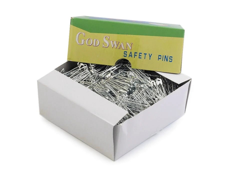 Image of safety pins, clips 45 mm - silver (10 pcs per pack) – available at Charlotte's Fabrics