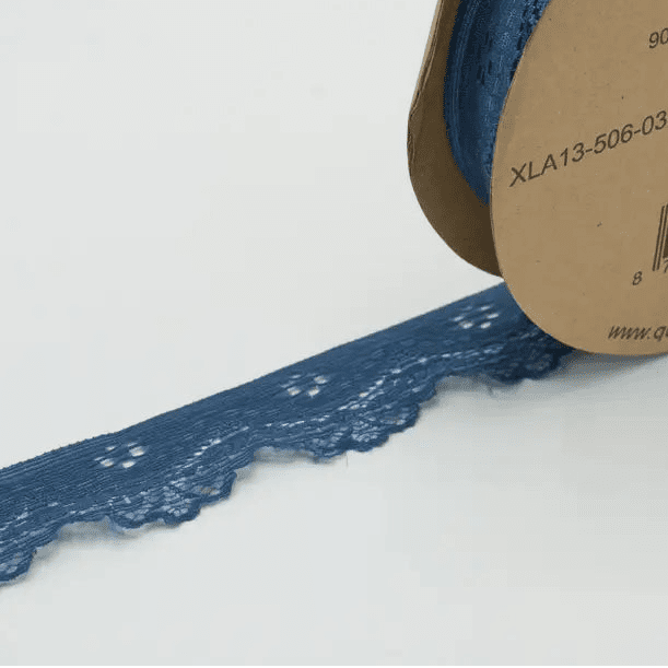 Image de dentelle élastique 3,5 cm - bleu fumé – disponible chez Šarlotes audumi
