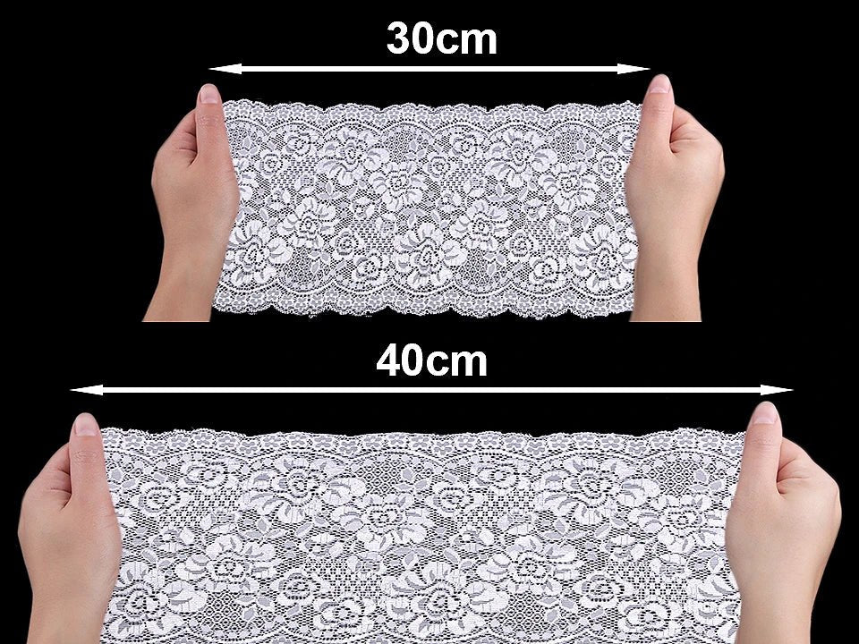Elastic polyester lace - 18 cm black