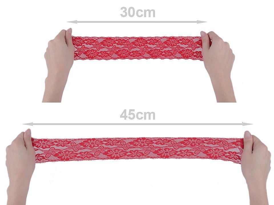 White elastic polyester lace - 6 cm