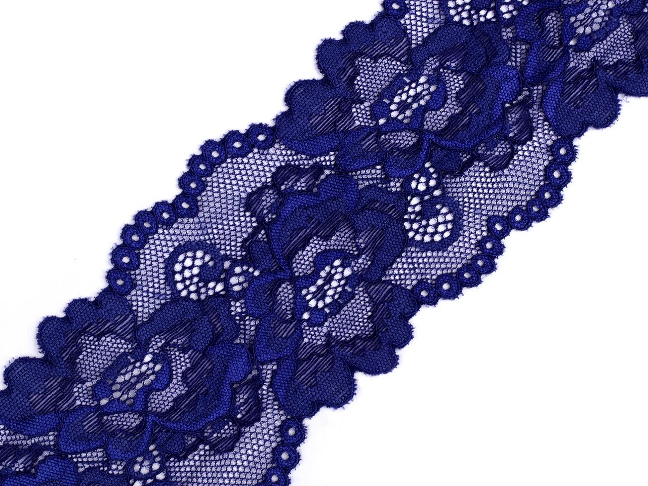 Elastic polyester lace-8 cm-dark blue
