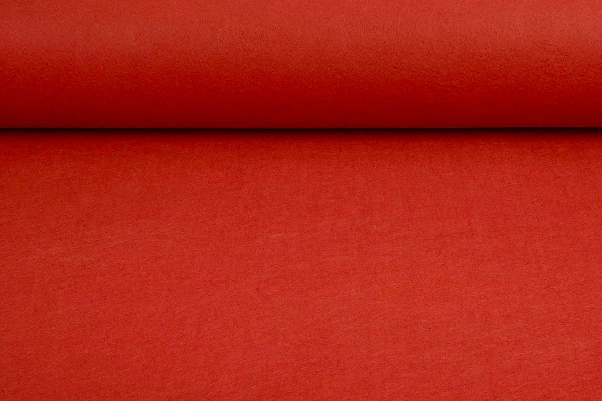 Tissu feutre en rouleaux, doux, 1 mm - rouge vif 220 g/m²