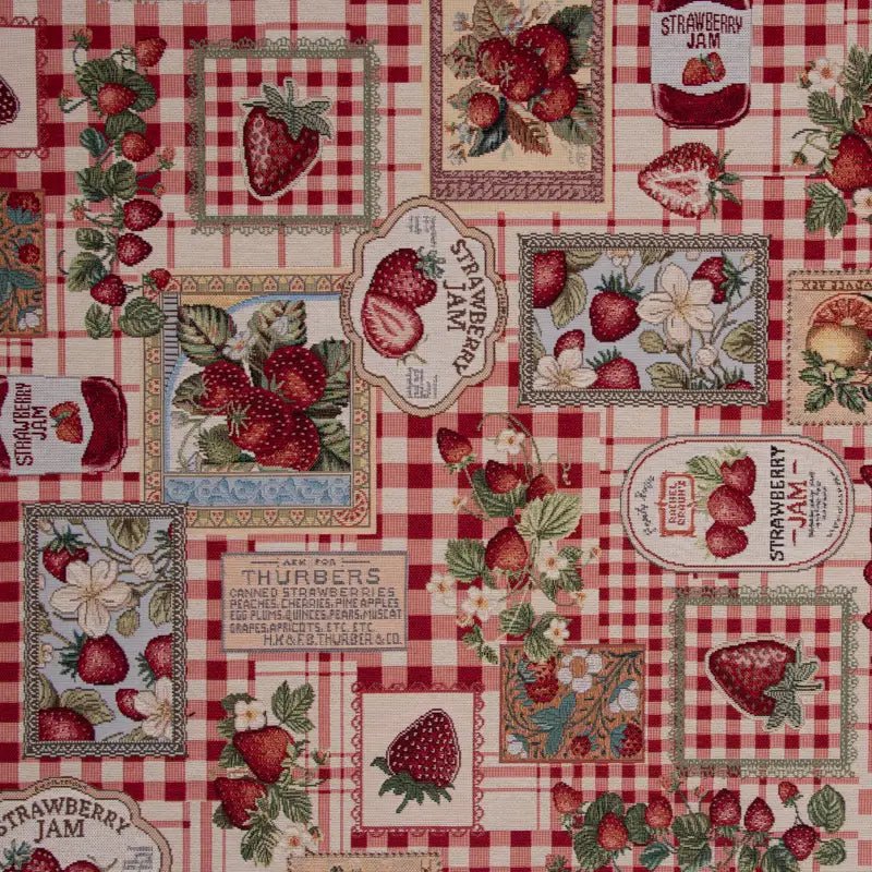 Image de tissu gobelin - confiture de fraises 350 g/m² – disponible chez Šarlotes audumi