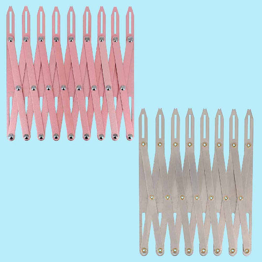 Extendable measuring ruler for placing buttonholes and buttons Bohin