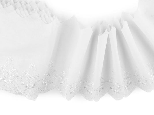 Embroidered cotton lace - 22 cm white