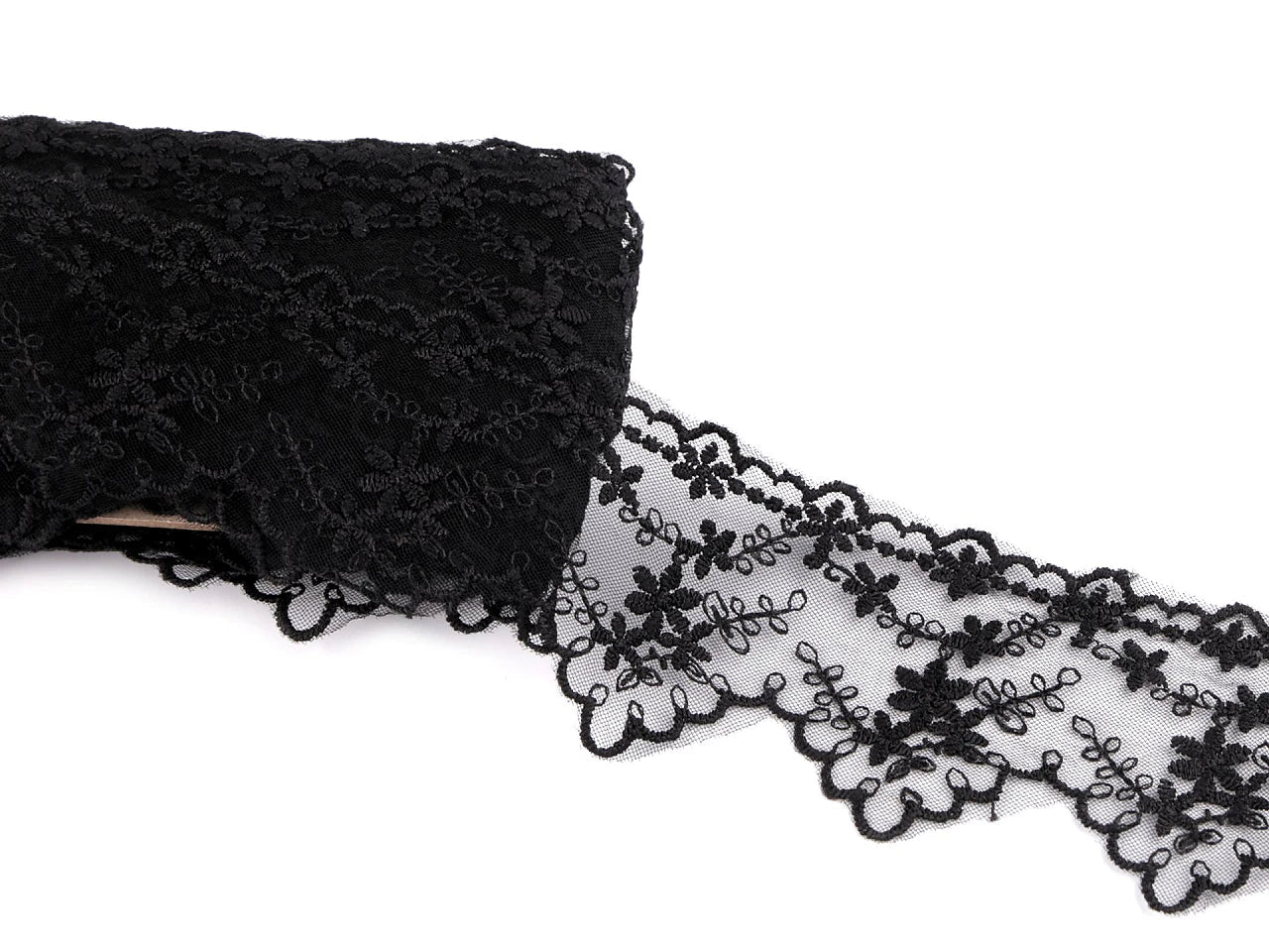 Embroidered lace - 6.5 cm black