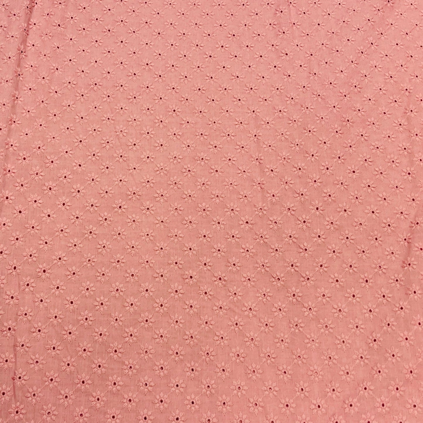 Tissu en coton brodé - motif fleuri vieux rose 110 g/m²