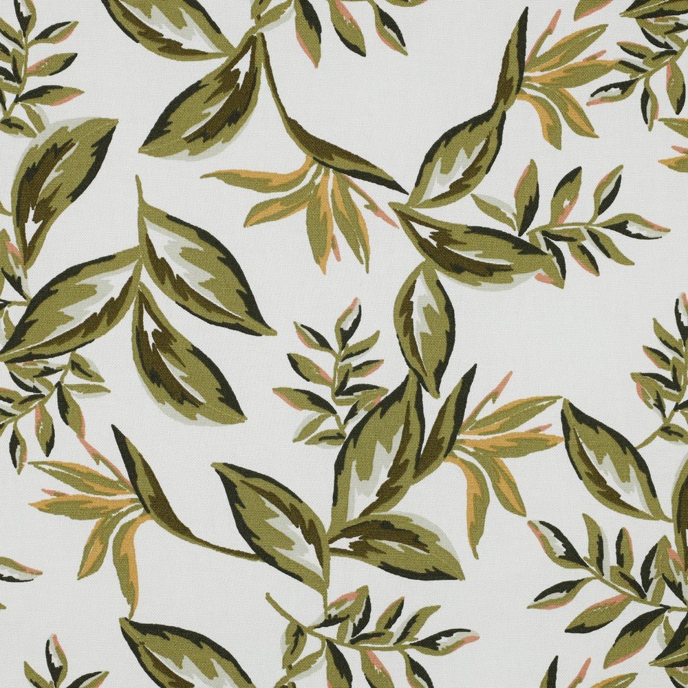 Tissu canvas - feuilles sur fond blanc 225 g/m² (Copy)