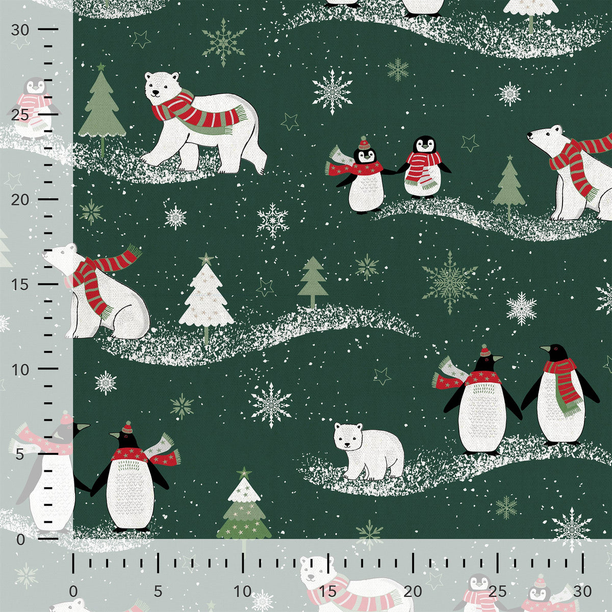 Motif de Noël sur toile, fond vert foncé – disponible en ligne chez Šarlotes audumi