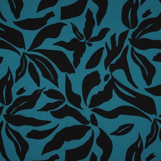 Image d’une étoffe pour robe avec élasthanne - motif moucheté sur fond pétrole 80 g/m² – disponible chez Šarlotes audumi