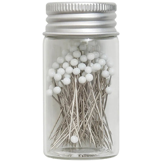 Attēls ar Kniepadatas ar stikla galviņu 0.65×34 mm, baltas Hobby Gift – pieejams Šarlotes audumi