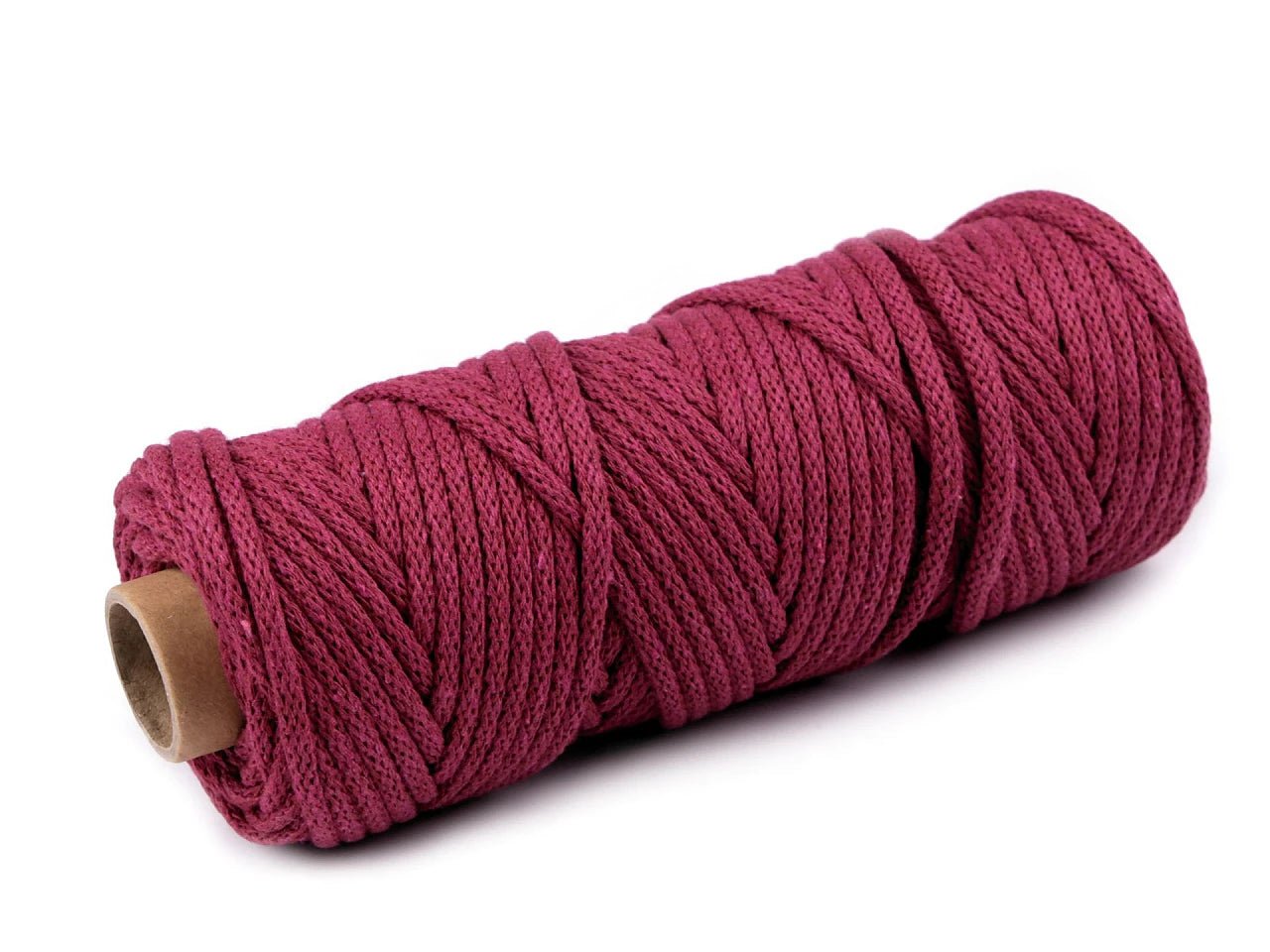 Corde en coton 5 mm - coloris baie vif (rouleau de 50 m)