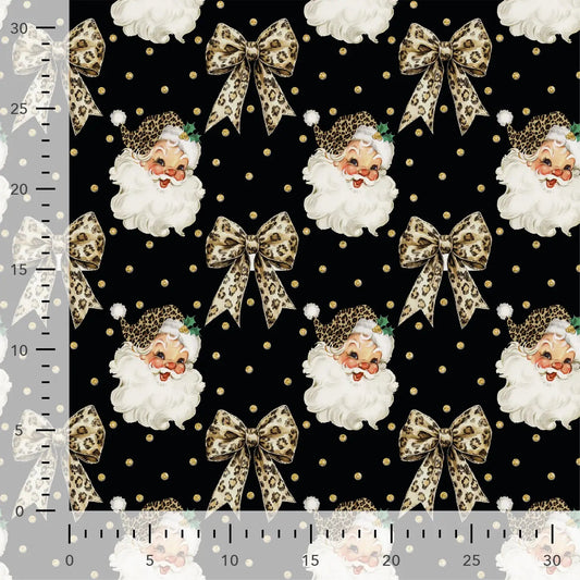 Image de tricot bouclé en coton avec doublure — Père Noël et nœuds – disponible en ligne chez les tissus de Charlotte
