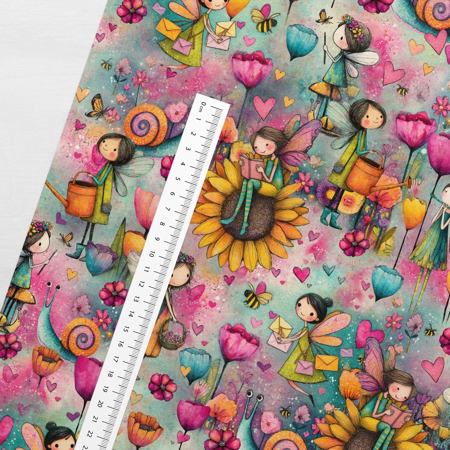 Image de jersey bouclé en coton - fées colorées 250 g/m² – disponible chez Šarlotes audumi