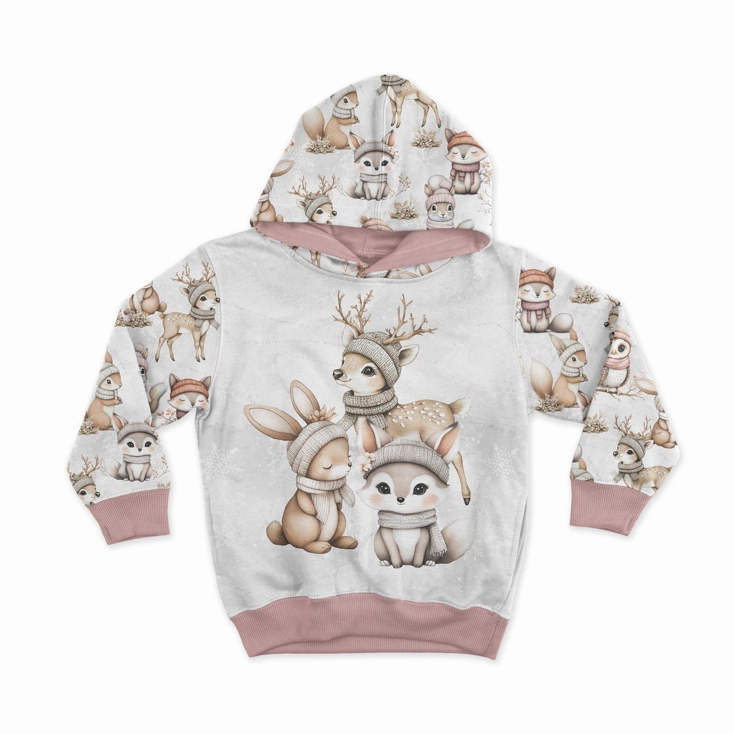 Attaque avec tricot bouclette en coton - habitants de la forêt dans la neige 250 g/m² – disponible chez Šarlotes audumi