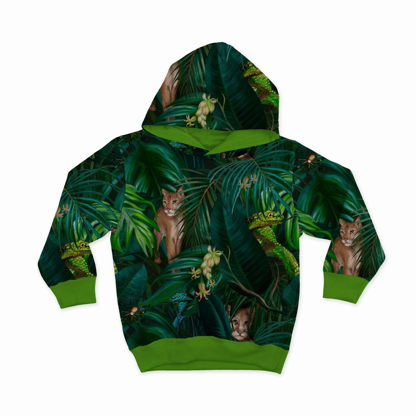 Molleton bouclé en coton - pumas dans la jungle 260 g/m²
