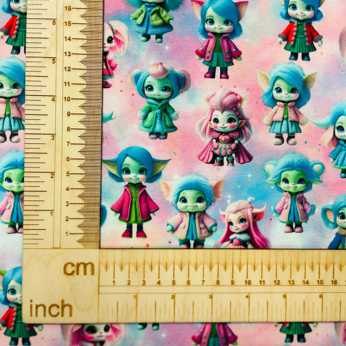 Tricot bouclette en coton - filles trolls 250 g/m²