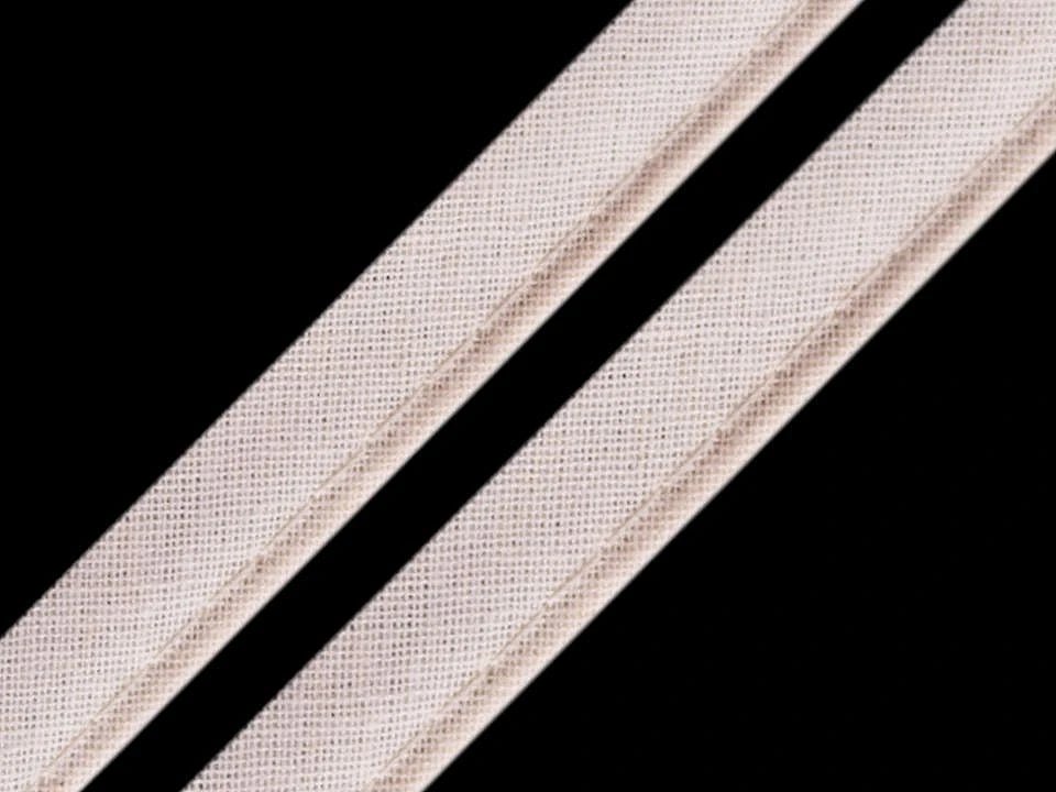 Ruban en coton avec cordon 12 mm - blanc laiteux