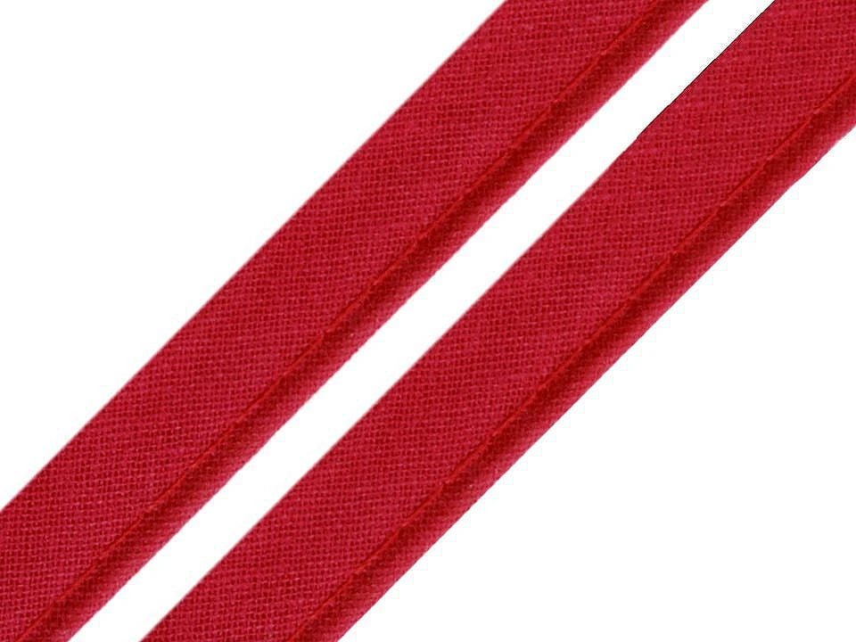 Ruban en coton avec cordon 12 mm - rouge foncé