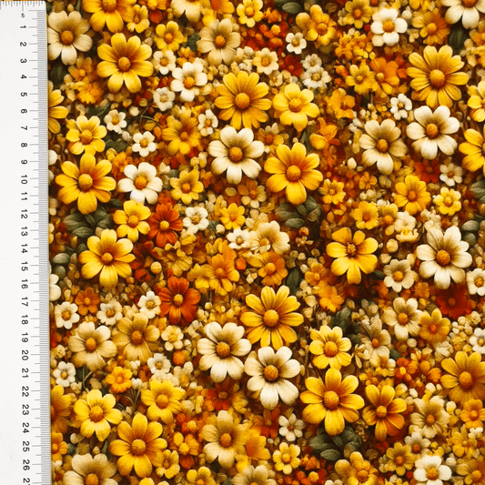 Jersey en coton - fleurs jaunes 200 g/m²