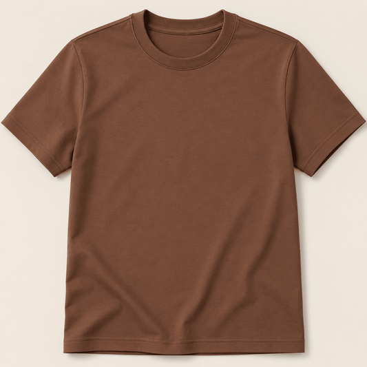 Image of hazelnut brown cotton jersey, 210 g/m² – available at Šarlotes audumi