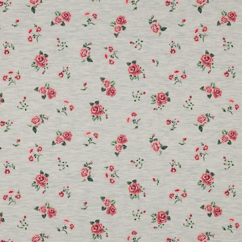 Jersey de coton à petites roses 200 g/m²