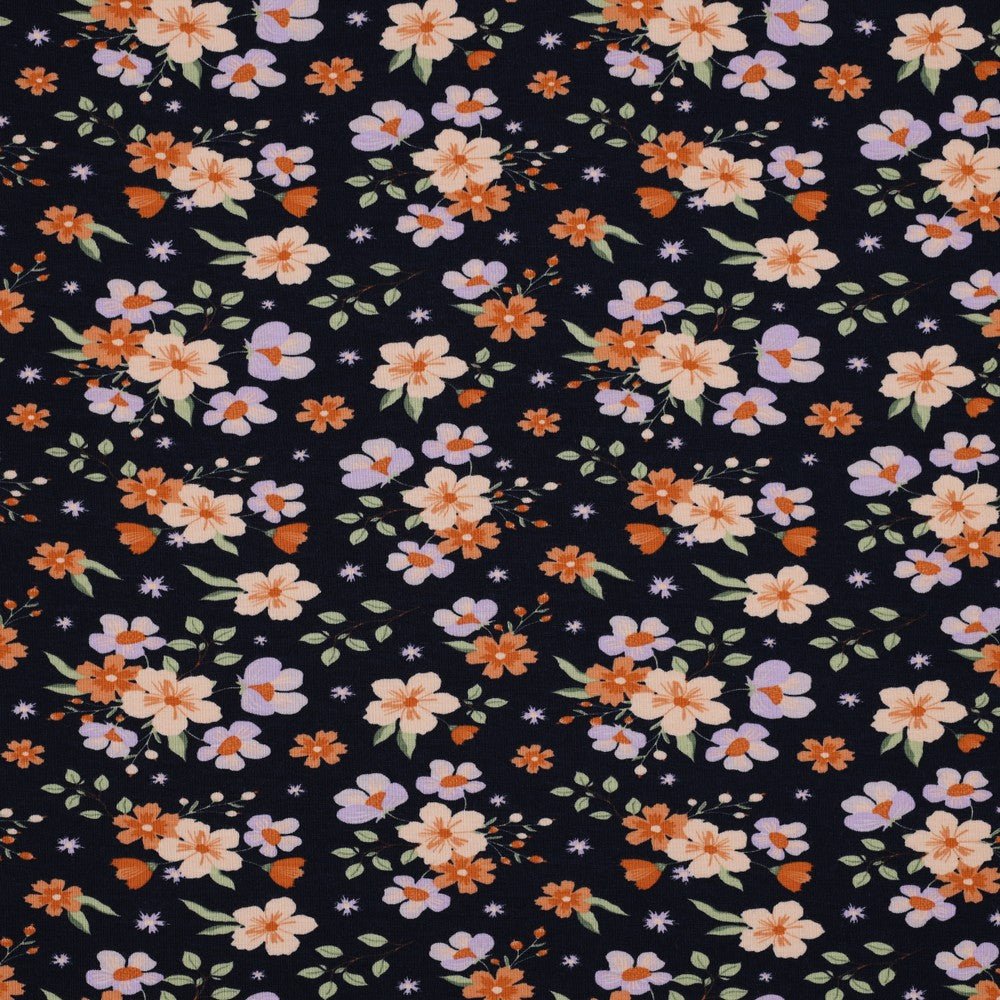 Cotton jersey - small flowers 220 g/m²