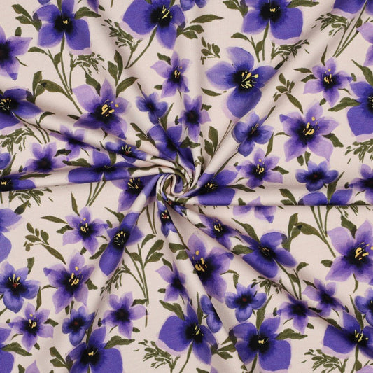 Cotton jersey - purple floral dream 190 g/m²