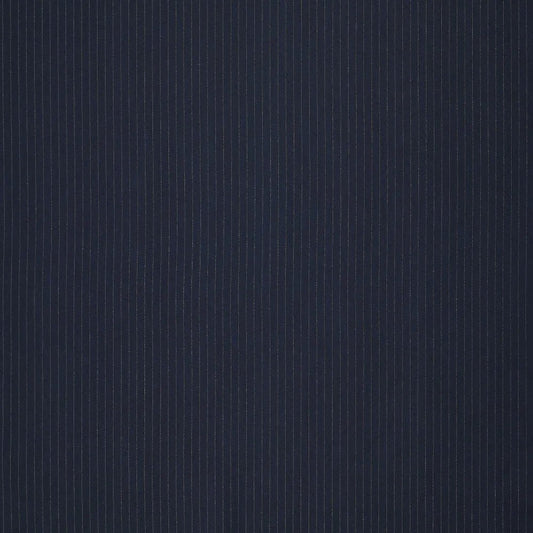 Image de tissu de costume à fine rayure lurex - bleu foncé | 195 g/m² | 145 cm – disponible chez Šarlotes audumi