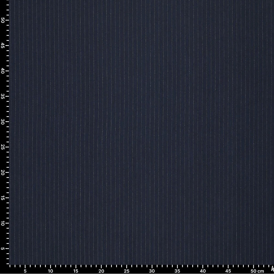 Image avec tissu de costume à fine rayure lurex - bleu foncé | 195 g/m² | 145 cm – disponible chez Šarlotes audumi