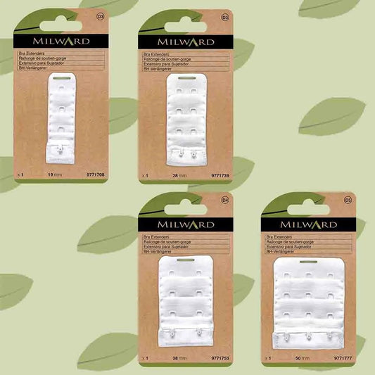 Extension de tour de soutien-gorge Milward 50 mm, 3 crochets - blanc