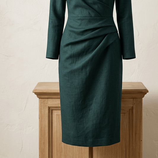 Image of linen fabric – forest green 235 g/m² – available at Šarlotes audumi
